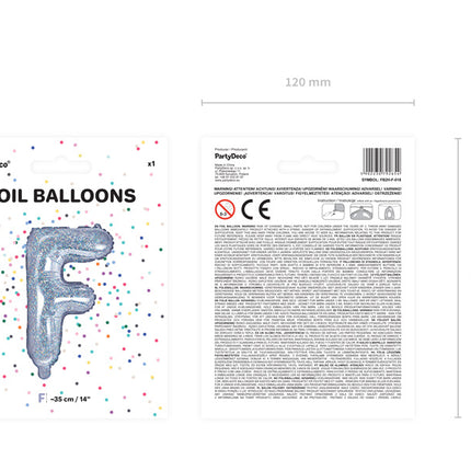 Folienballon Buchstabe F Holographisch Leer 35cm