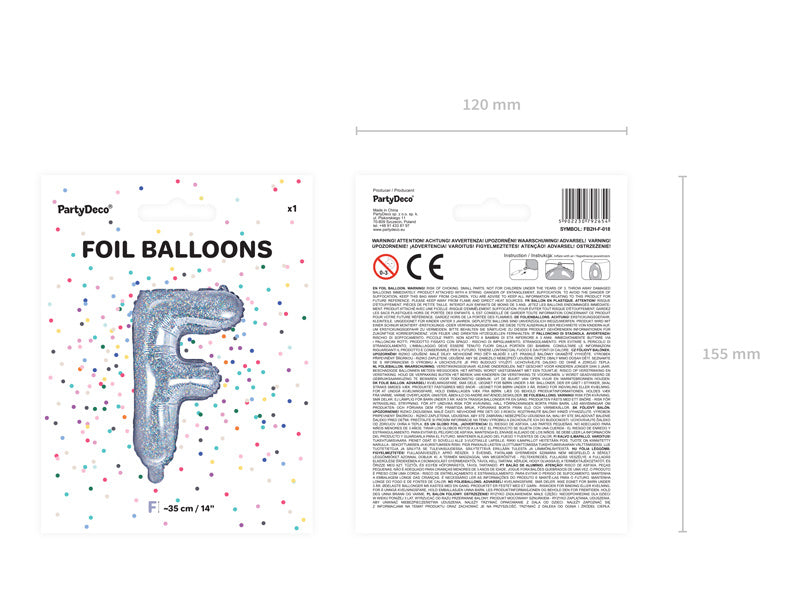 Folienballon Buchstabe F Holographisch Leer 35cm