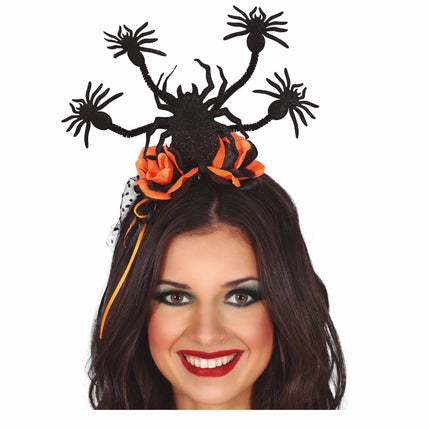 Halloween Haarband Spinnen und Blumen