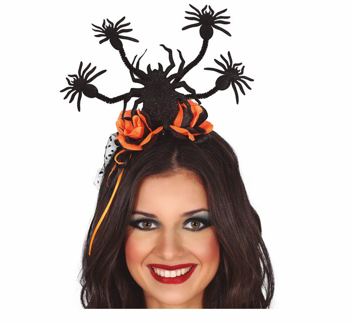 Halloween Haarband Spinnen und Blumen