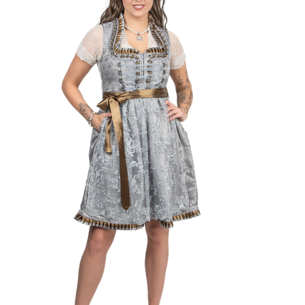 Silbernes Dirndlkleid Oktoberfest Frauen 2 Stück