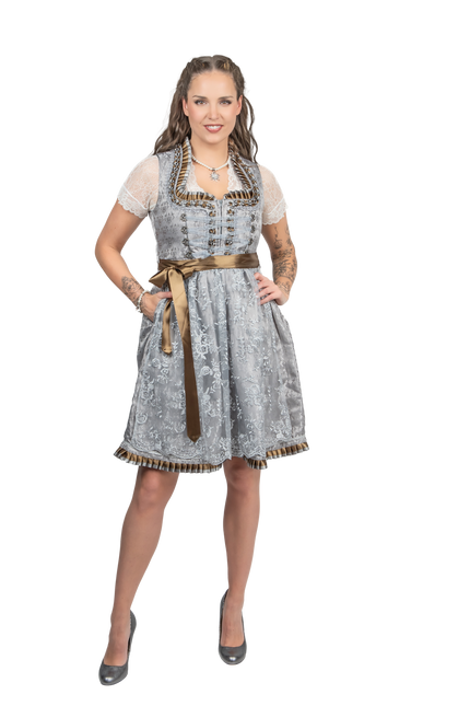 Silbernes Dirndlkleid Oktoberfest Frauen 2 Stück