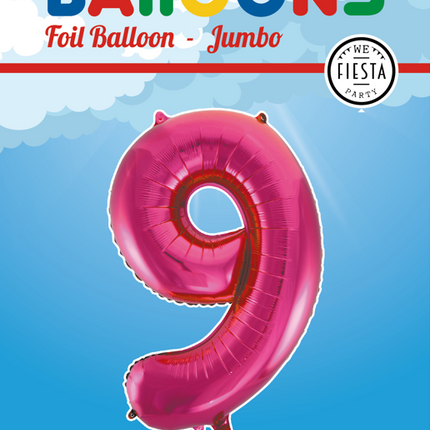 Folienballon Figur 9 Fuchsia XL 86cm leer