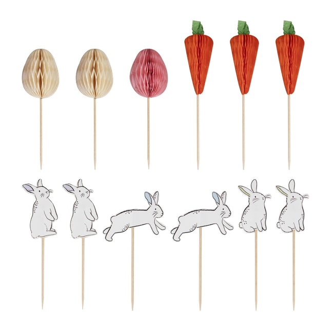 Ostern Cupcake Toppers Bunt 12 Stk.