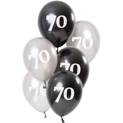 Ballons 70 Jahre Schwarz 23cm 6Stk.