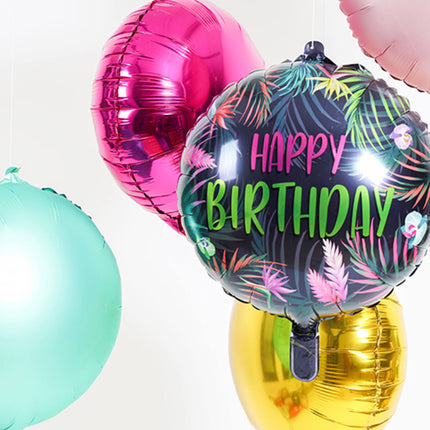 Helium Ballon Happy Birthday Neon Blätter Leer 45cm