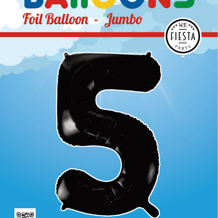 Folienballon Figur 5 Schwarz XL 86cm leer