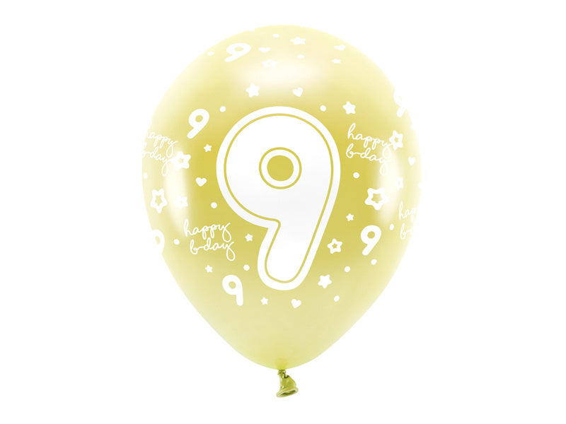 Ballons 9 Jahre Gold 33cm 6Stk