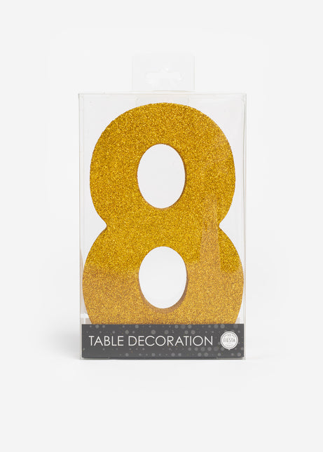 Gold Tischdekoration Figur 8 Glitter 20,5cm