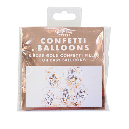 Rose Gold Konfetti Ballons Oh Baby 30cm 5Stk.