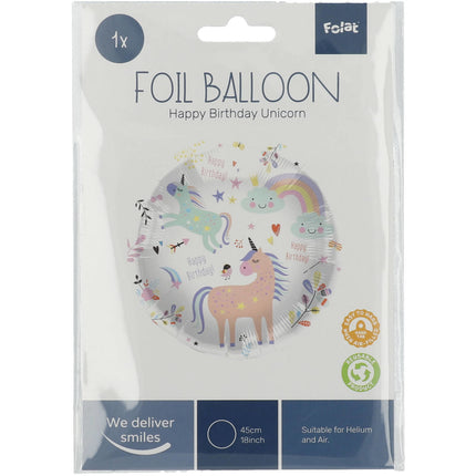 Heliumballon Happy Birthday Einhorn Leer 45cm