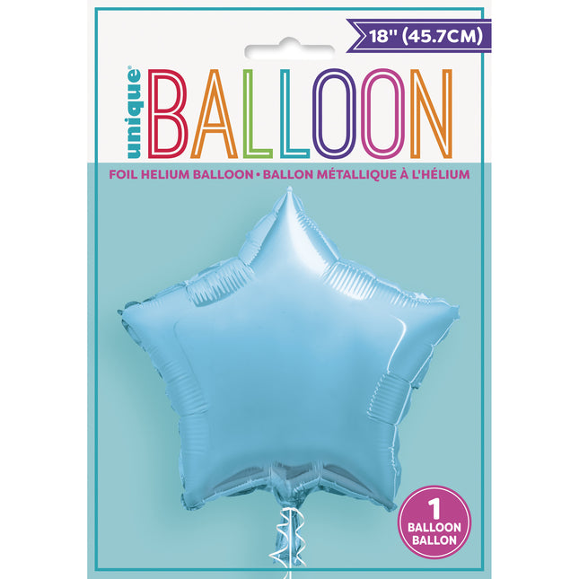 Heliumballon Star Hellblau Leer 45cm