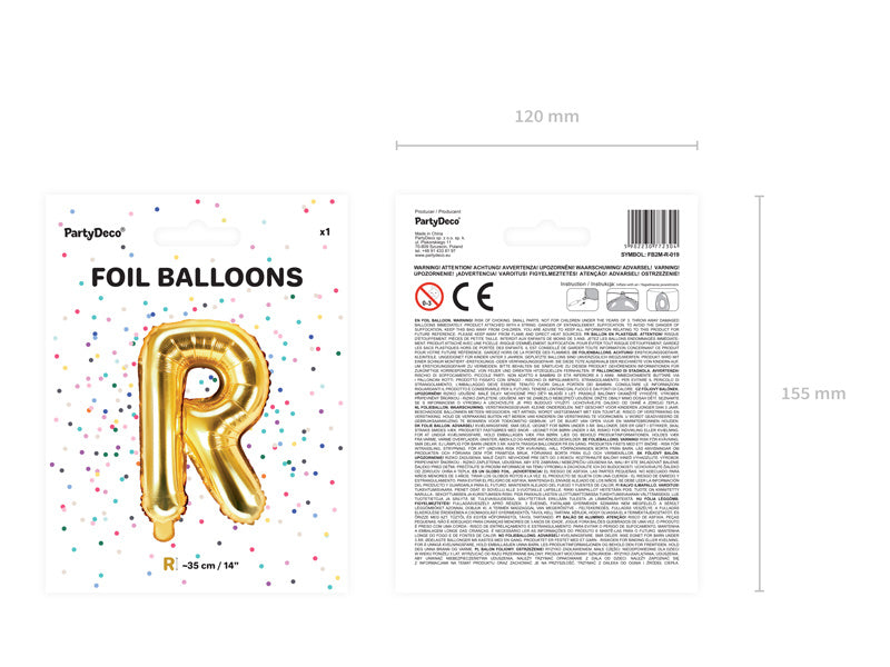 Folienballon Buchstabe R Gold Leer 35cm