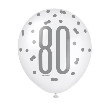 Ballons 80 Jahre Dots Blau 30cm 6Stk