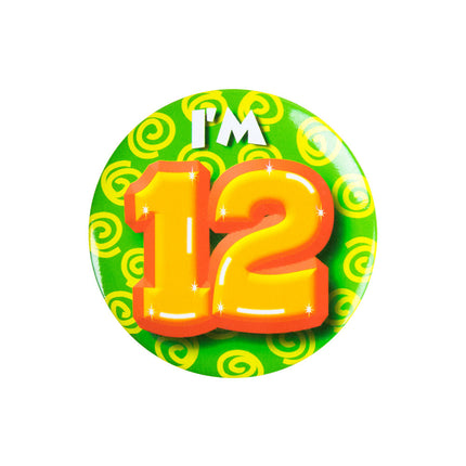 Ich bin 12 Button 12 Jahre 5,5cm