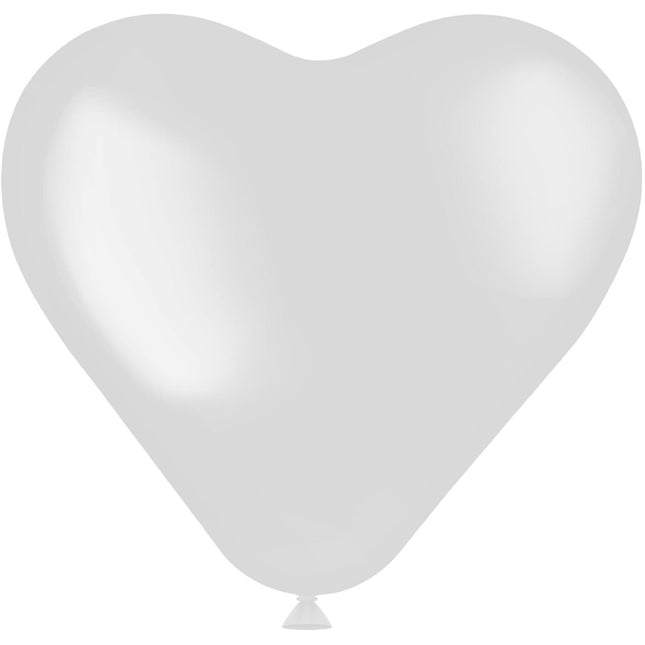 Weiße Herz Ballons Kokosnuss Weiß 25cm 8Stk