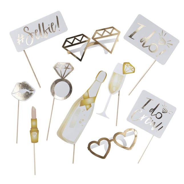 Gold Hochzeit Photobooth Requisiten 10pcs