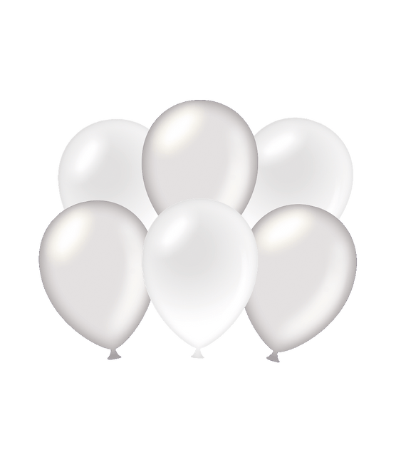 Ballons Silber/Weiß Metallic 30cm 6Stk