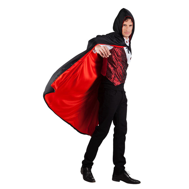 Halloween Cape Reversible Schwarz Rot 1.7m