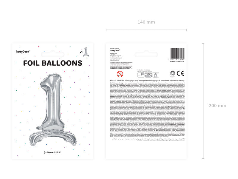 Folienballon Figur 1 Silber Standard Leer 70cm