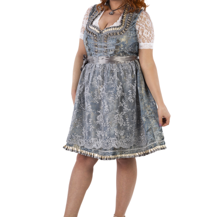 Gold Silber Dirndl Kleid Oktoberfest Damen 2 Stück