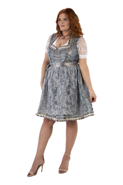 Gold Silber Dirndl Kleid Oktoberfest Damen 2 Stück