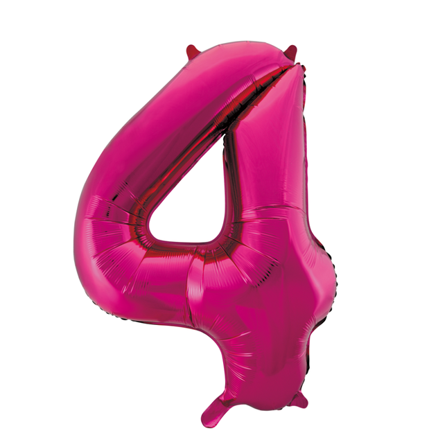 Folienballon Figur 4 Fuchsia XL 86cm leer