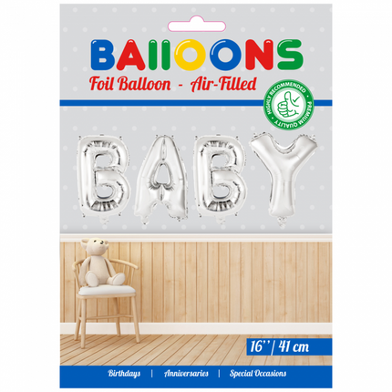 Luftballons Buchstaben Set Baby Silber 41cm