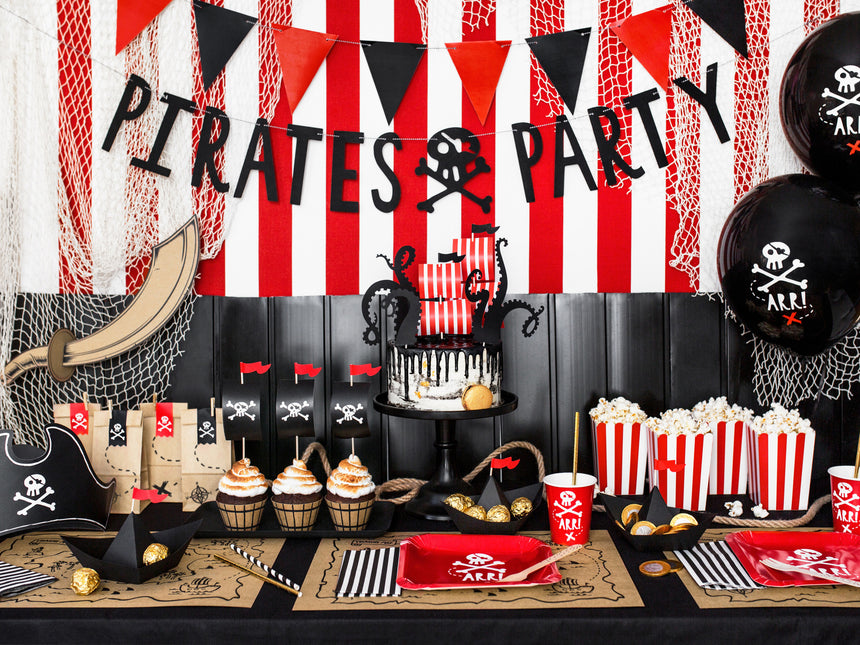 Piratengirlande Piraten Party Schwarz 1m