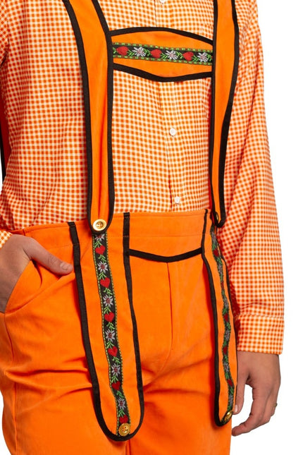 Orangefarbene Lederhosen Herren Johann Lang