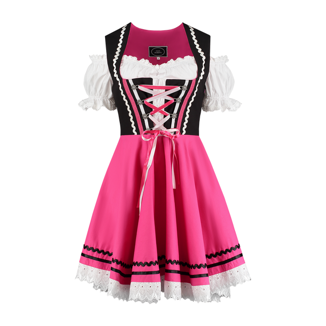 Oktoberfest Dirndlkleid Oktoberfest Schwarz Rosa Damen 2 Stück