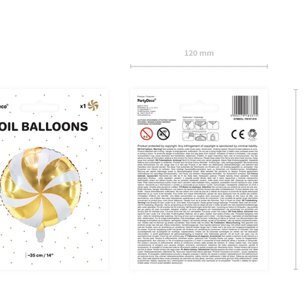 Helium Ballon Candy Gold Weiß Leer 35cm