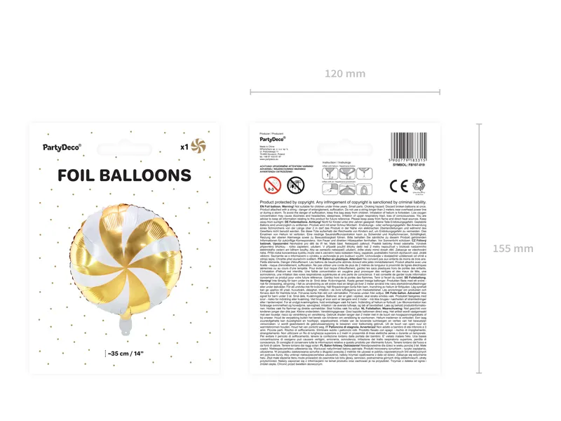 Helium Ballon Candy Gold Weiß Leer 35cm