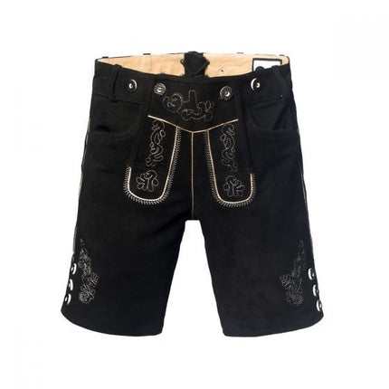 Lederhose Leder Short Schwarz und Hosenträger