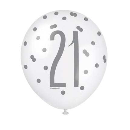 Ballons 21 Jahre Dots 30cm 6Stk