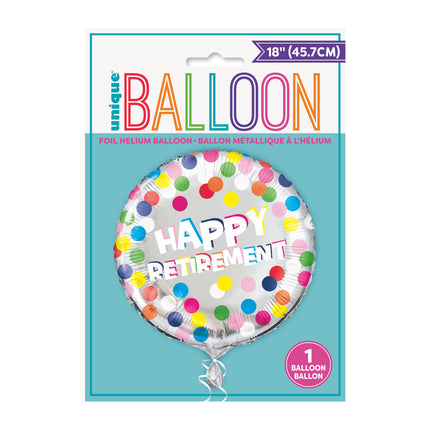 Heliumballon Happy Retirement farbig 45cm Leer.