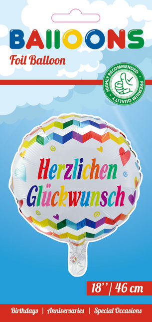 Heliumballon Herzlichen Gl√ºckwunsch 45cm leer