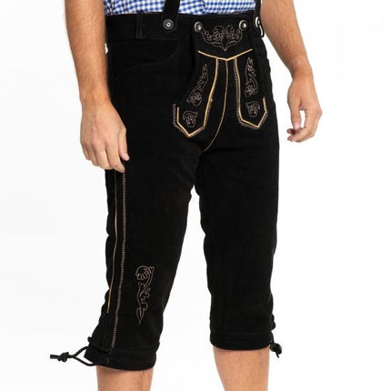 Lederhose Leder Lang Schwarz und Hosenträger