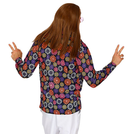 Disco 70S Bluse Lila Männer Blumen