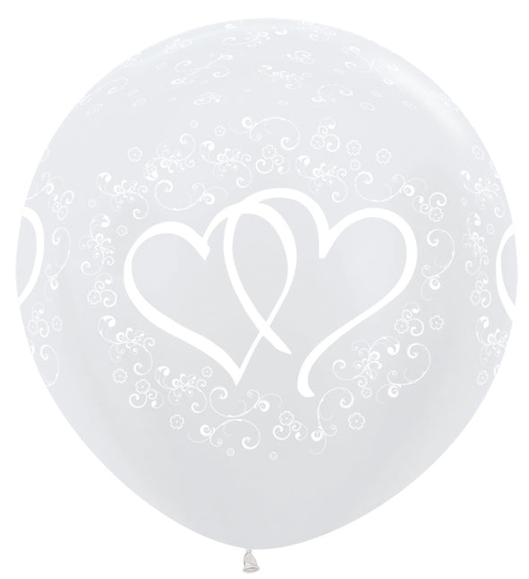 Ballons Entwinted Hearts Perlweiß 91cm 2Stk