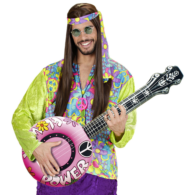 Hippie 60S Fake Banjo Rosa Aufblasbar 1m