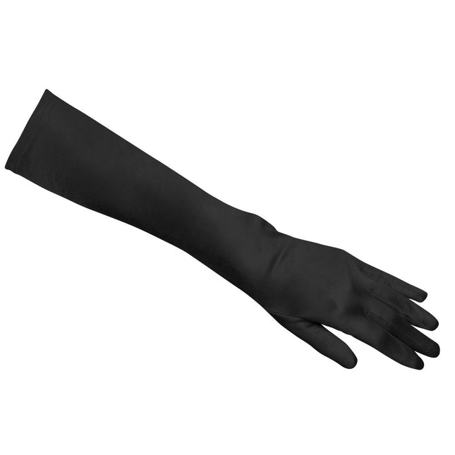 Handschuhe Lang Satin Schwarz