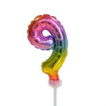 Folienballon Figur 9 Regenbogen 13cm leer