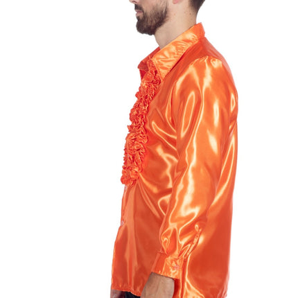 Disco Bluse Rüschen Dunkelorange