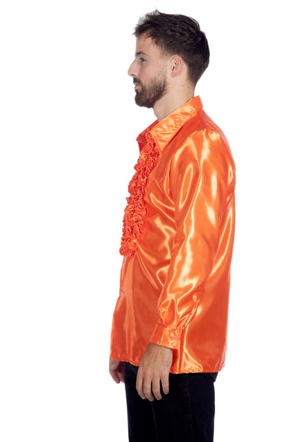 Disco Bluse Rüschen Dunkelorange