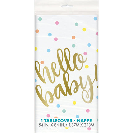 Geburtstischdecke Hello Baby Babyshower 2.13m