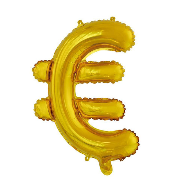 Folienballon Eurozeichen Gold 41cm mit Strohhalm