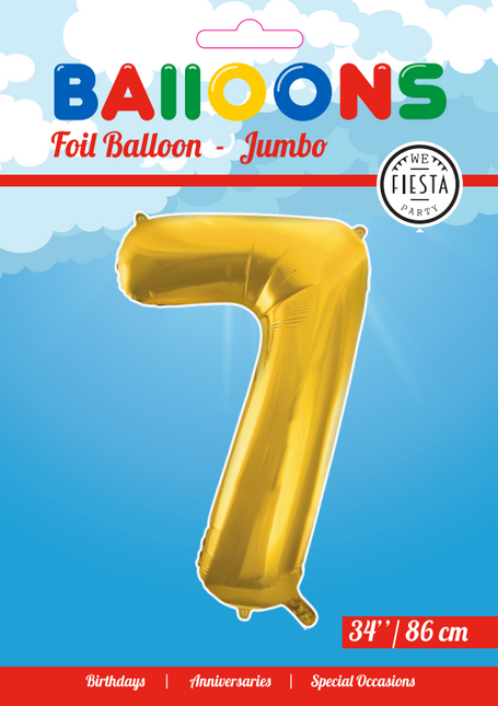 Folienballon Figur 7 Gold XL 86cm leer