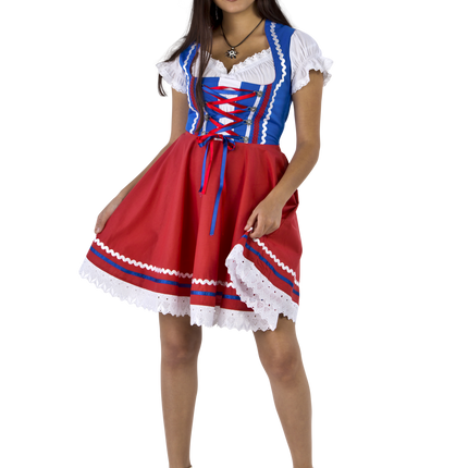 Oktoberfest Dirndlkleid Oktoberfest Rot Blau Damen 2 Stück