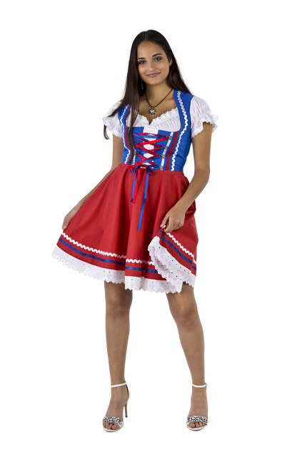 Oktoberfest Dirndlkleid Oktoberfest Rot Blau Damen 2 Stück